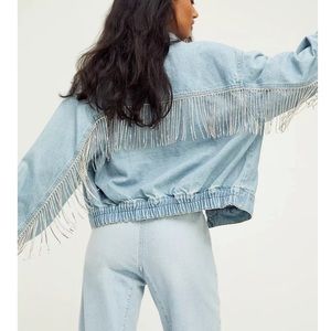 Free People comet denim bomber jacket